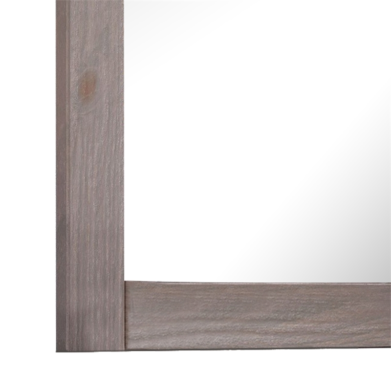 Stav 40 Inch Wall Mirror-Rustic White Solid Wood Rectangular Frame