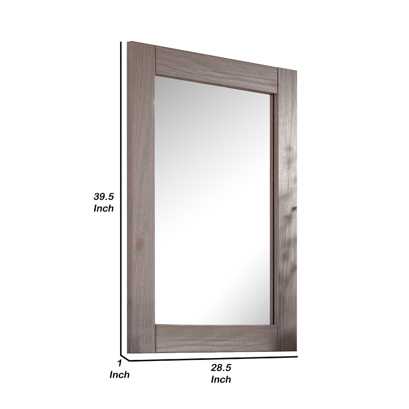 Stav 40 Inch Wall Mirror-Rustic White Solid Wood Rectangular Frame