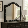 Rea Dresser Vanity Mirror-Crystal Tufted Black Velvet Upholstered Arched Frame