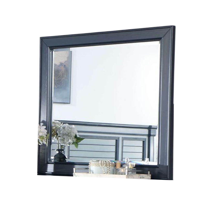 Zeny Dresser Mirror-40 Inch Rectangular-Slate Blue Solid Wood Frame