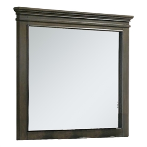 Revy Dresser Mirror-43 Inch Gray Rubberwood Frame-Crown Molding
