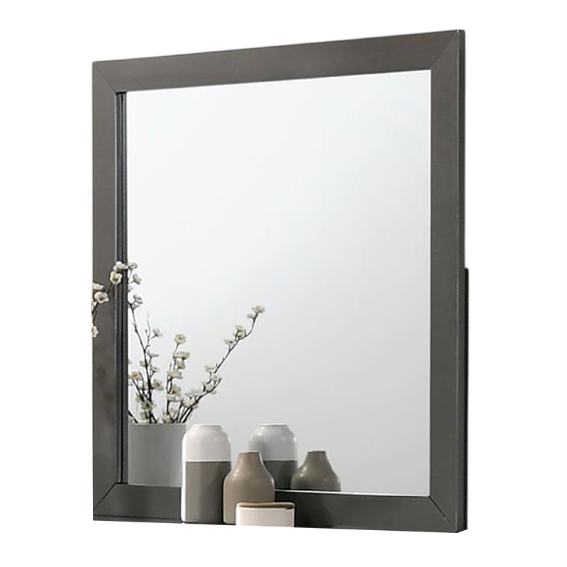 Aliso Dresser Mirror-Modern Metallic Gray Solid Wood Frame-38 Inch