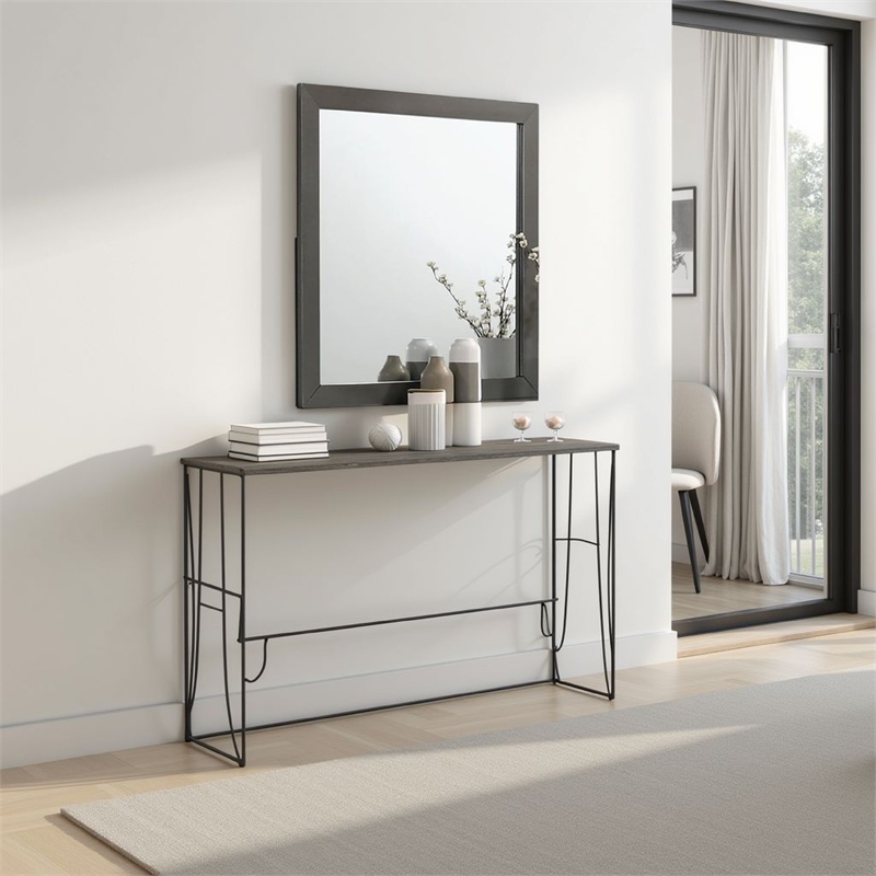Aliso Dresser Mirror-Modern Metallic Gray Solid Wood Frame-38 Inch