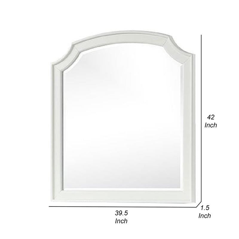 Kyna Dresser Mirror-Beveled Glass-Classic Antique White Solid Wood-40x42