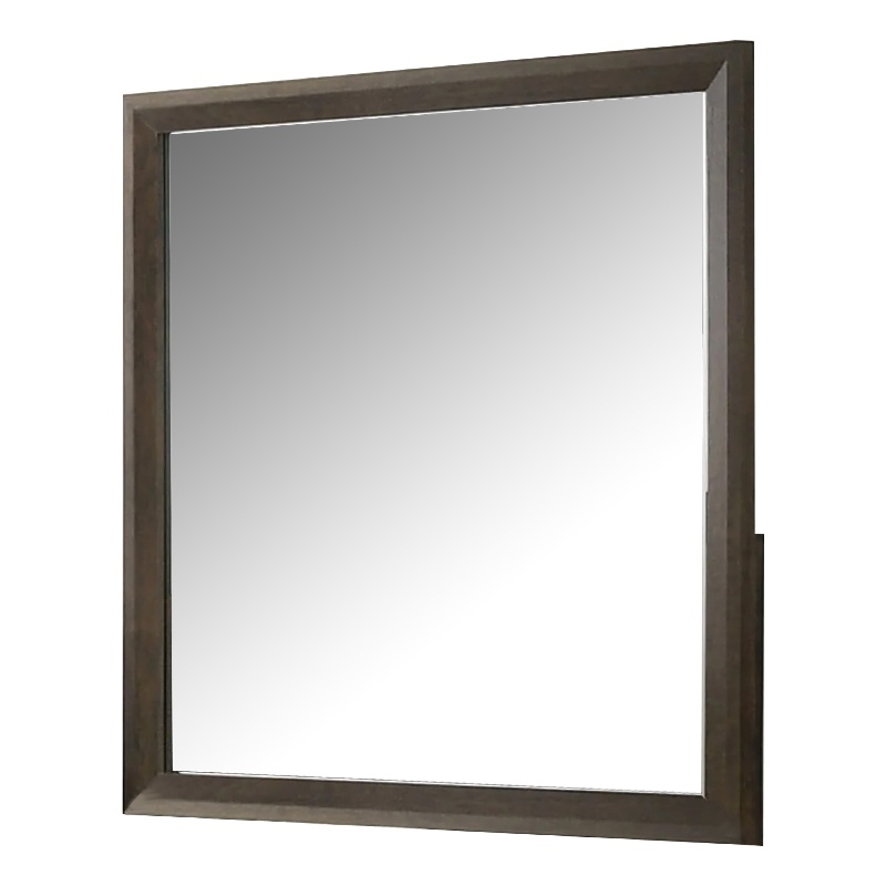 Fel Dresser Mirror-Beveled Glass-Dark Brown Wood Frame-44x45
