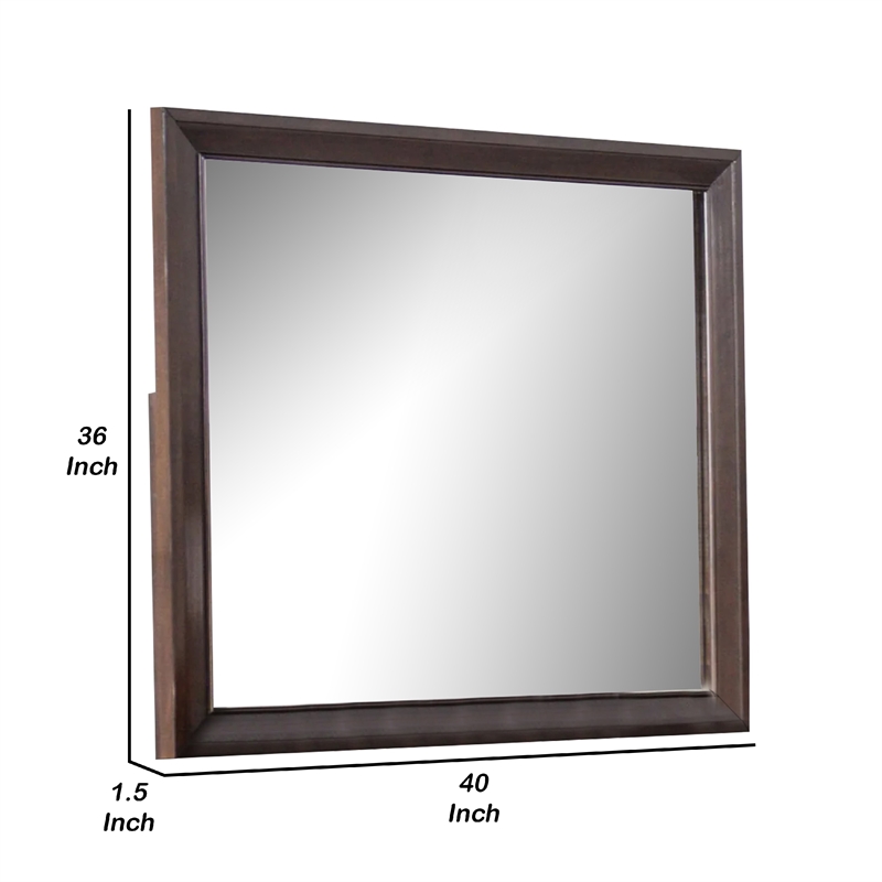 Nitz Dresser Mirror-Beveled Glass-Espresso Brown Solid Wood Frame-36x40