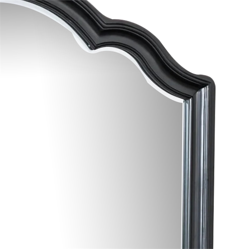 Eleena Dresser Mirror-Beveled Glass-Black Solid Wood Frame-41x42