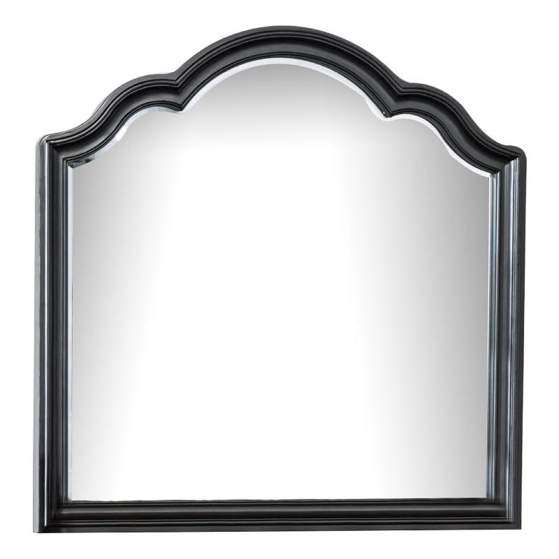 Eleena Dresser Mirror-Beveled Glass-Black Solid Wood Frame-41x42