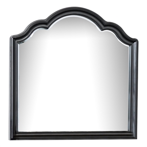 Eleena Dresser Mirror-Beveled Glass-Black Solid Wood Frame-41x42