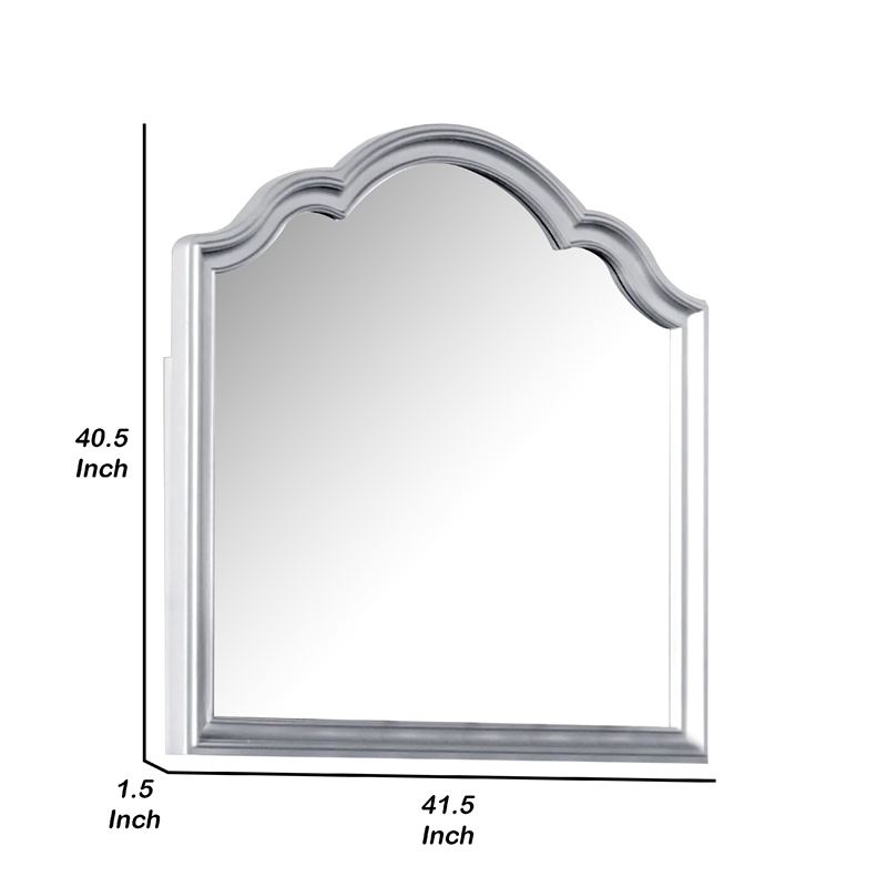 Eleena Dresser Mirror-Beveled Glass-Silver Solid Wood Frame-41x42