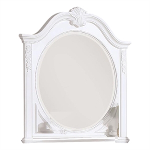 Aleci Dresser Mirror-42 Inch Carved Frame-Classic White Solid Wood