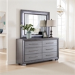 Reno Dresser Mirror-White LED Lights-46 Inch Gray Solid Wood Frame