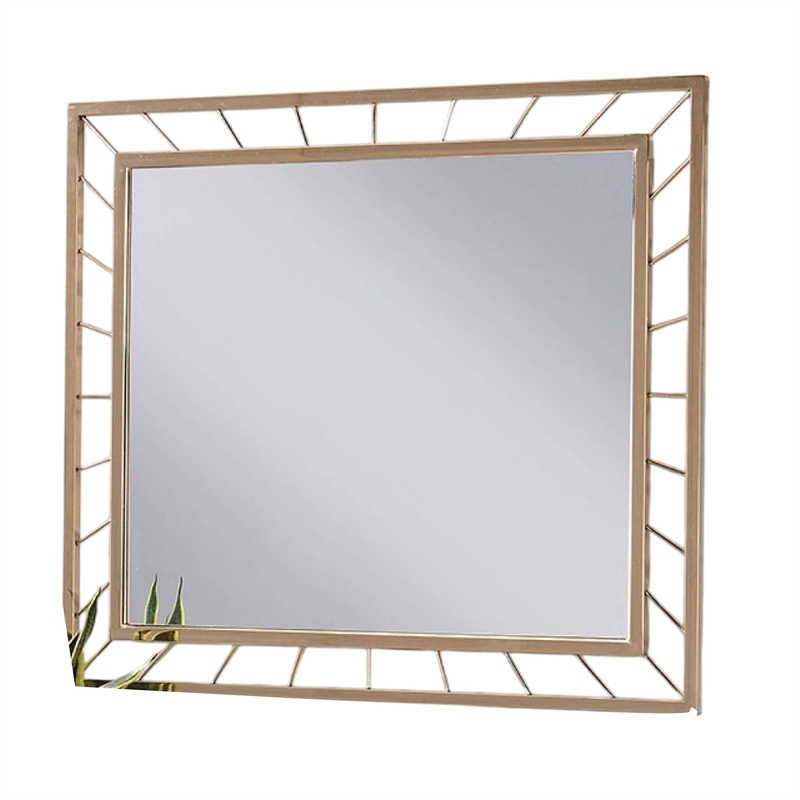 Brey Decorative Accent Mirror-39 Inch Glam Gold Plated Metal Frame