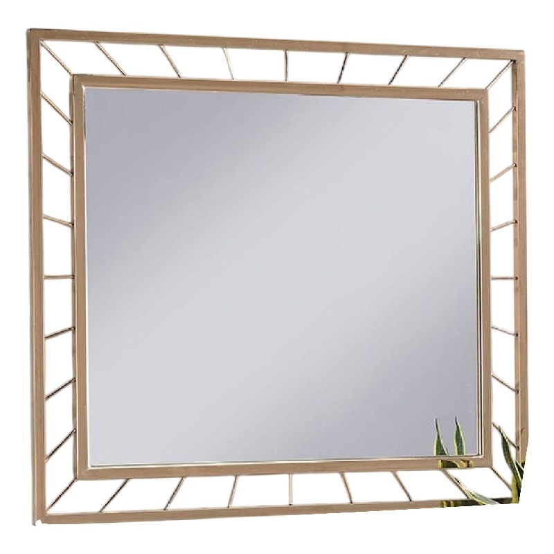 Brey Decorative Accent Mirror-39 Inch Glam Gold Plated Metal Frame