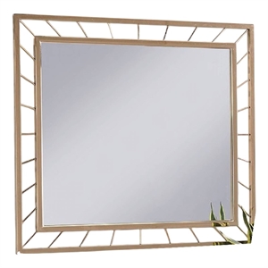 Brey Decorative Accent Mirror-39 Inch Glam Gold Plated Metal Frame
