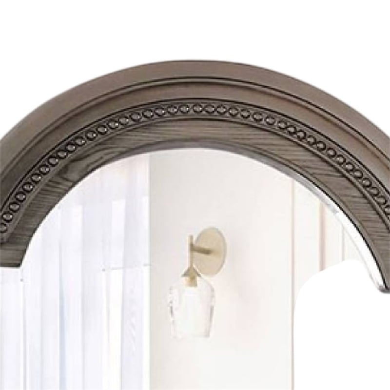 Akia Dresser Vanity Mirror-Reeded Posts-49 Inch Gray Bell Top Frame