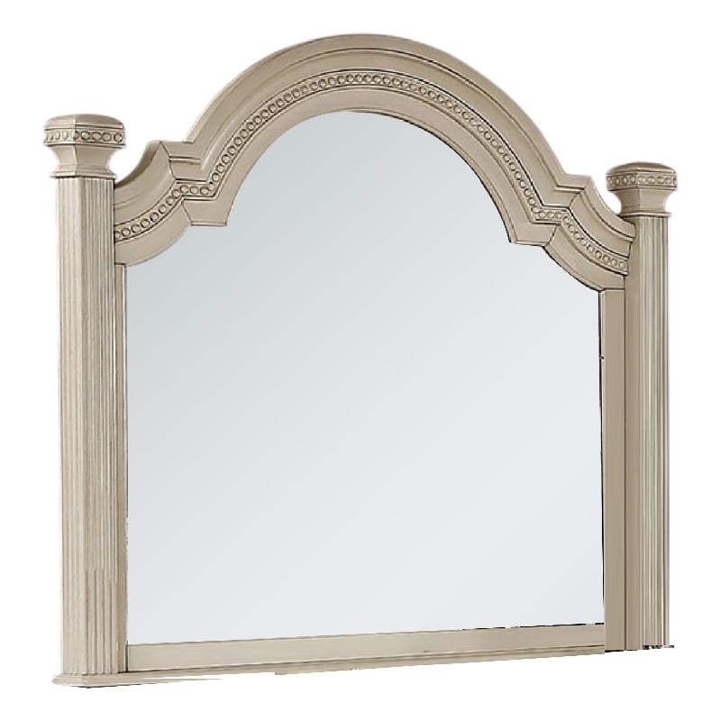 Akia Dresser Mirror-Reeded Posts-49 Inch Antique White Bell Frame