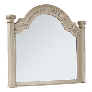 Akia Dresser Mirror-Reeded Posts-49 Inch Antique White Bell Frame