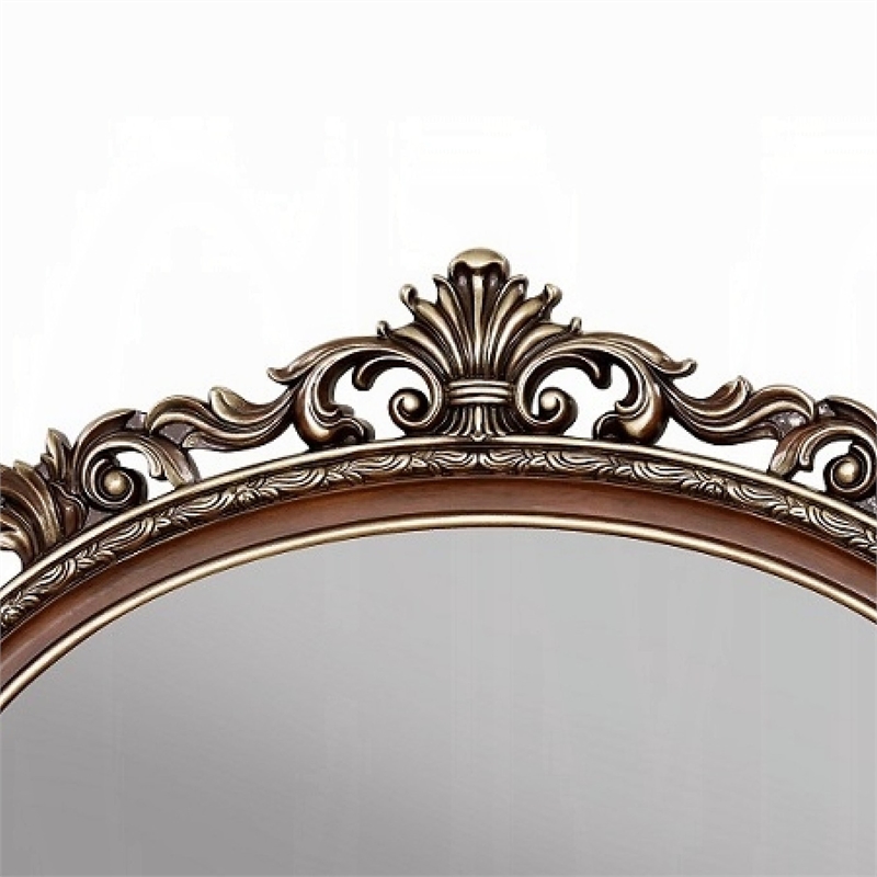Vany Dresser Mirror-Intricate Brushed Champagne and Cherry Wood 43x53