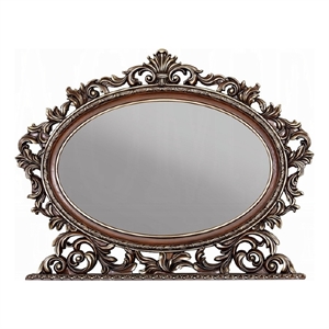 Vany Dresser Mirror-Intricate Brushed Champagne and Cherry Wood 43x53
