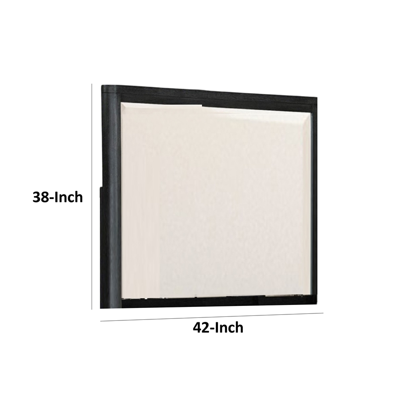 Zoko Dresser Mirror with Beveled Design-Ash Gray Solid Wood 38x42