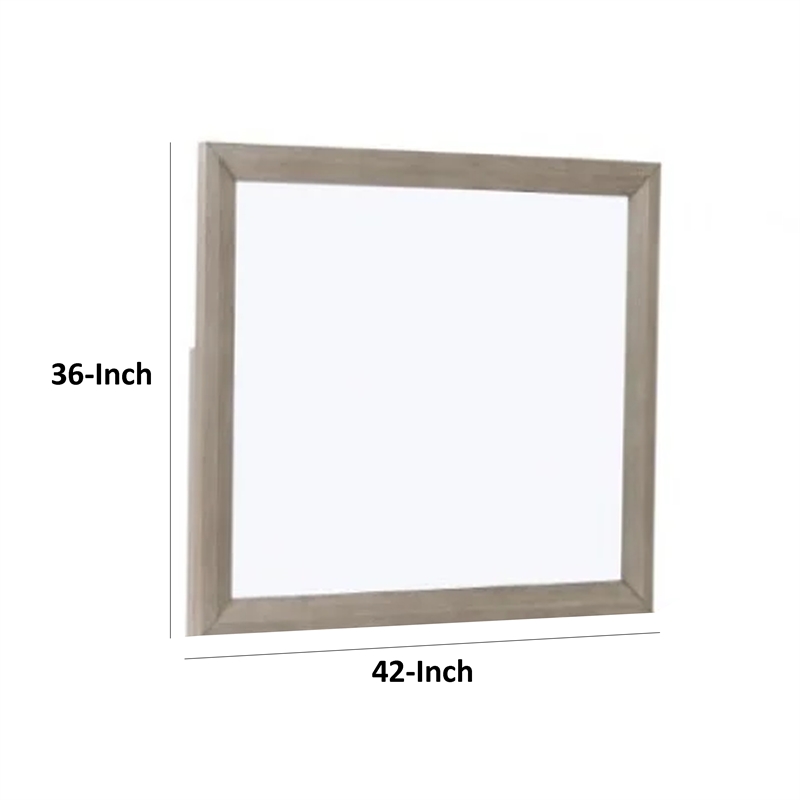 Kaira Vanity Dresser Mirror-Rustic Natural Oak Brown Wood 36x42