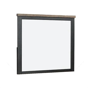 Ginie Mirror with Farmhouse Accents-Black and Oak Brown Wood 38x42
