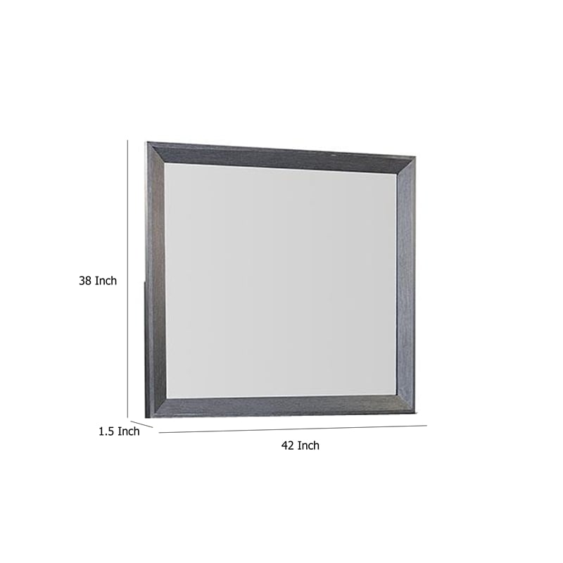 Kizie Dresser Mirror-Classic Weathered Black Solid Rubberwood 42 Inch