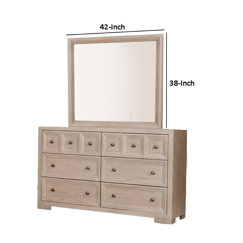 Kizie Dresser Mirror-Modern Classic Oak Beige Solid Wood-42 Inch