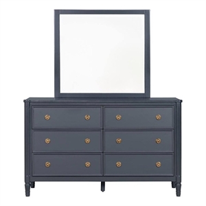 Alta Dresser Mirror-Subtle French Design-Blue Solid Wood-40 Inch