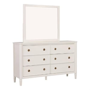 Alta Dresser Mirror-Classic French Design-White Solid Wood-40 Inch