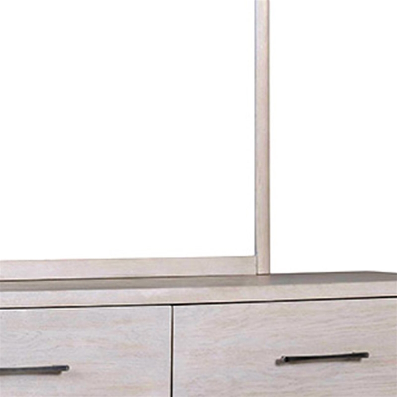Reham Dresser Mirror-White Wash Brown Solid Wood-Oak Veneer-38x42