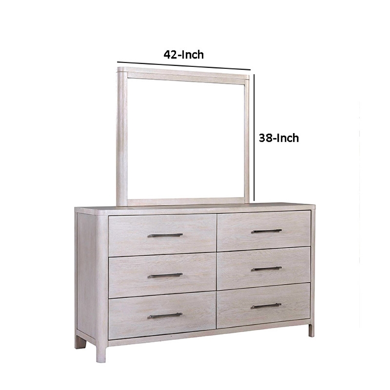 Reham Dresser Mirror-White Wash Brown Solid Wood-Oak Veneer-38x42
