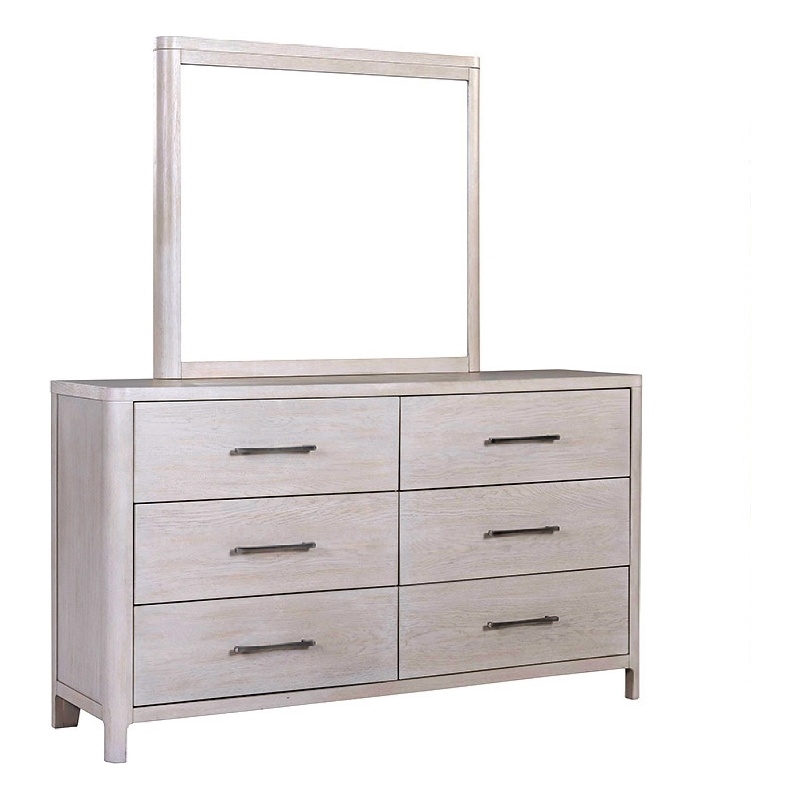 Reham Dresser Mirror-White Wash Brown Solid Wood-Oak Veneer-38x42