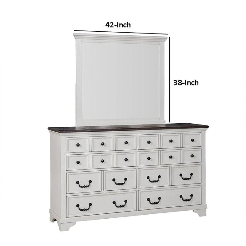 Hamps Dresser Mirror-White Solid Wood-Subtle Frame Details-38x42
