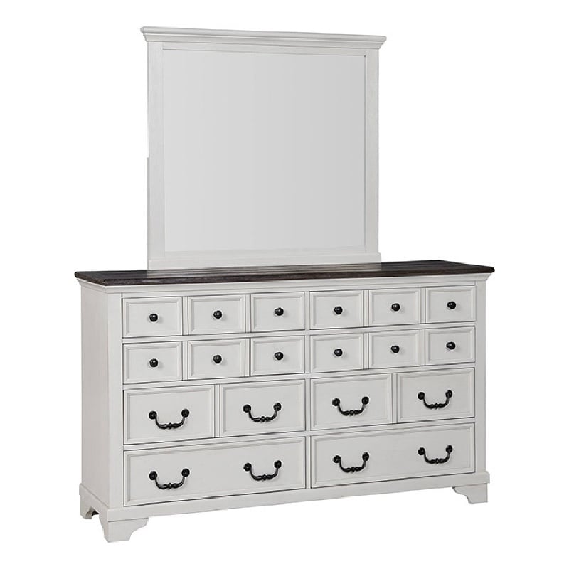 Hamps Dresser Mirror-White Solid Wood-Subtle Frame Details-38x42