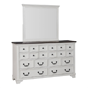 Hamps Dresser Mirror-White Solid Wood-Subtle Frame Details-38x42