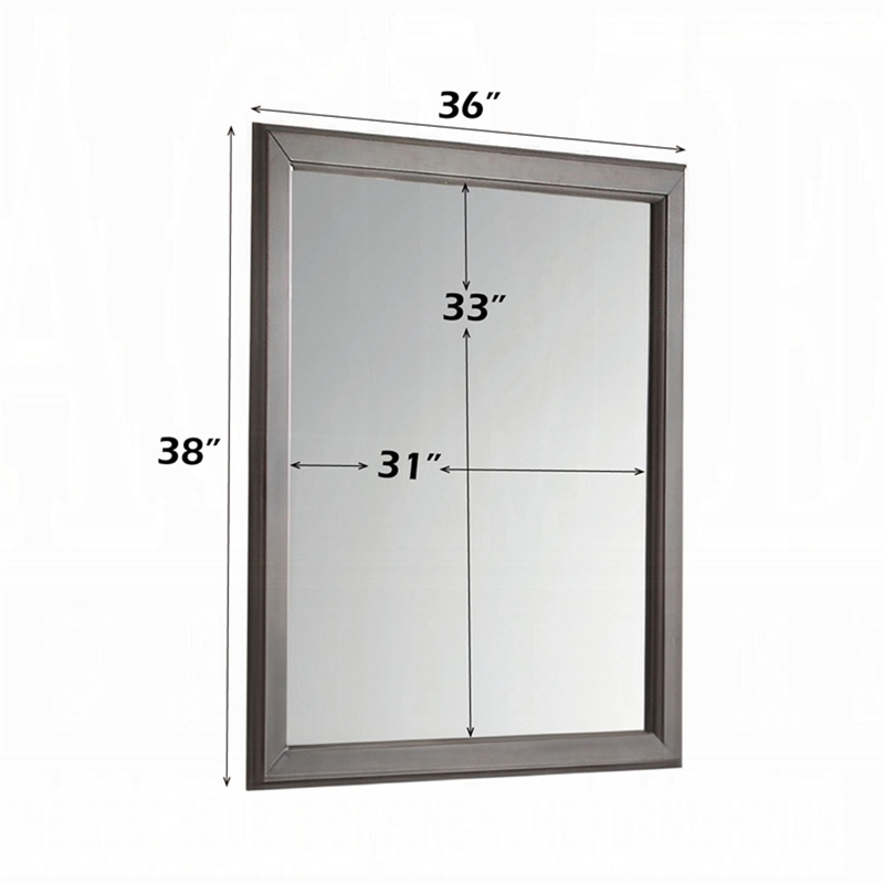 Zyna Accent Dresser Mirror-Modern Gray Wood-36x38 Rectangular Frame