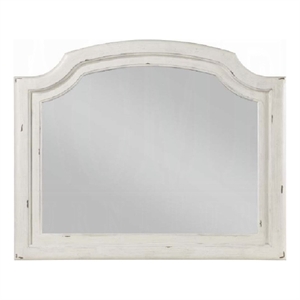 Wall Mount Dresser Mirror-Beveled Glass-38x47-Rustic Washed White