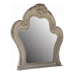 Ally Vanity Mirror-46x46-Scrolled Carved Classic Details-White Wood