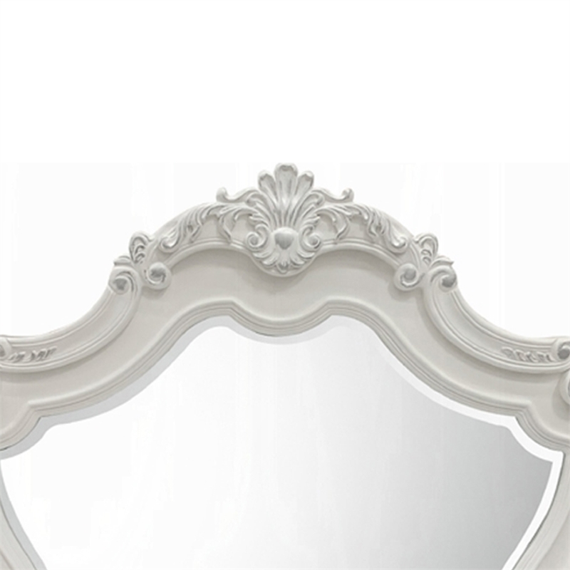 Maver Dresser Mirror-46x48-Beveled Edges-White Ornate Carved Wood