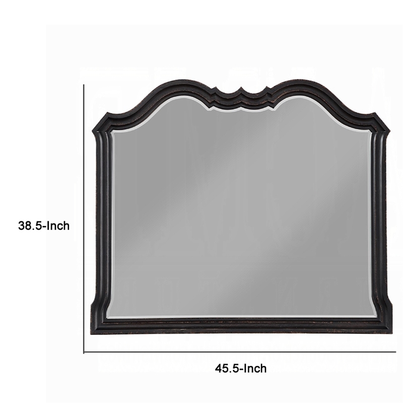 Chery Dresser Mirror-39x46 Beveled Edges and Classic Black Wood Frame