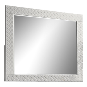 Dema Dresser Vanity Mirror-High Gloss White Textured Trim