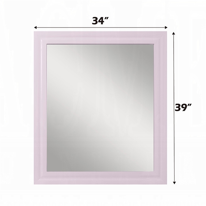 Tyra Accent Dresser Mirror-Sleek Square Wood Frame-34x39 Glossy Pink