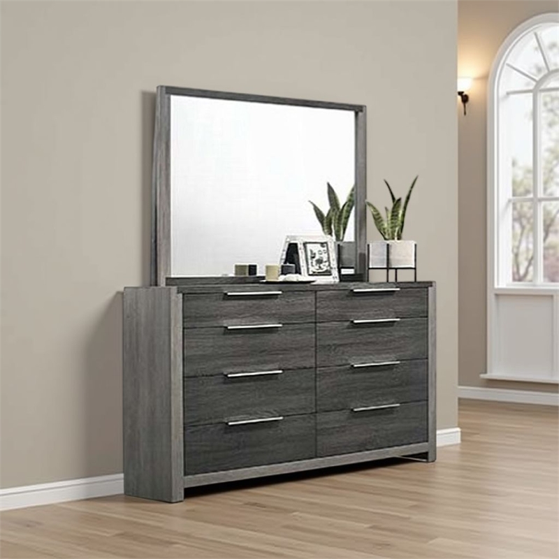 Joho Dresser Mirror-38x50-Dual Tone Gray Wood-Natural Grains