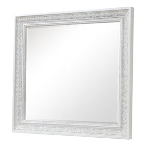Miamy Dresser Mirror-44 Inch Cream White Wood Frame-Bevelled Edge
