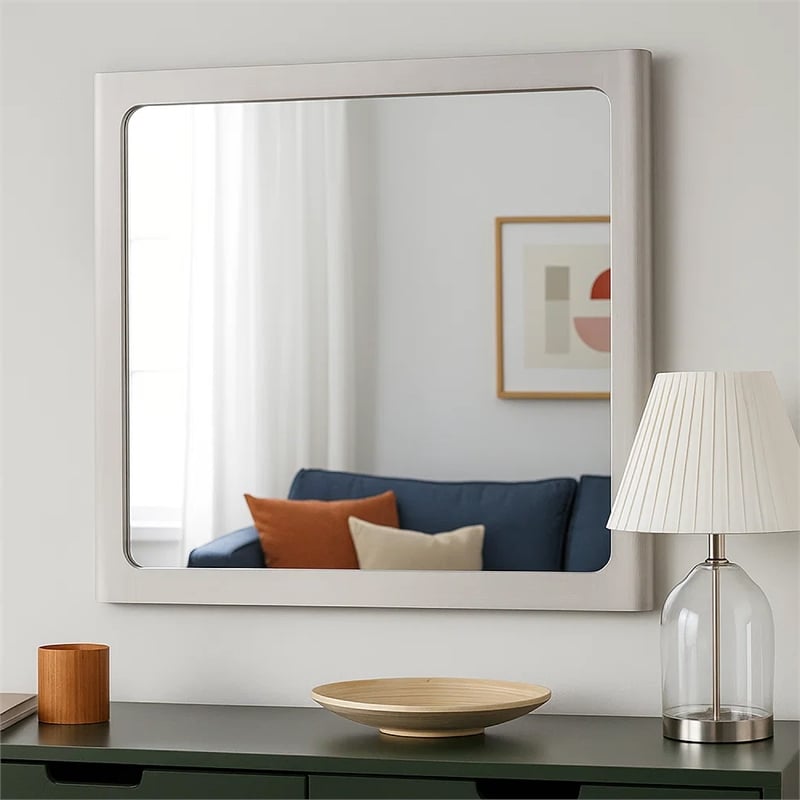 Thorne Dresser Mirror-40 Inch White Oak Rubberwood-Beveled Edge