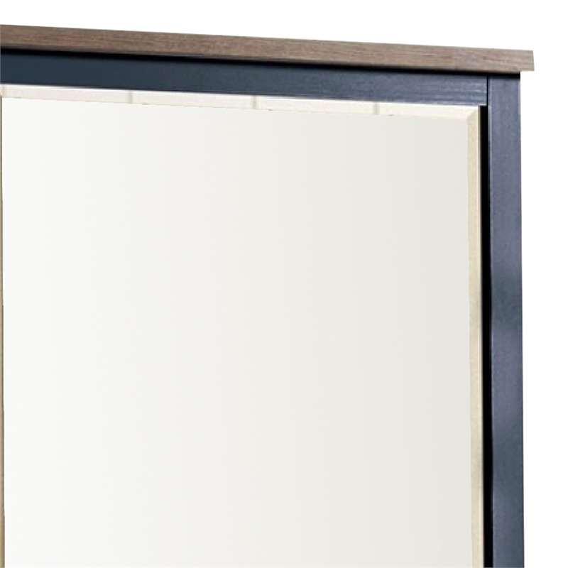 Tela 36 Inch Dresser Mirror-Blue Pinewood Frame-Dark Brown Top