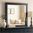 Tela 36 Inch Dresser Mirror-Blue Pinewood Frame-Dark Brown Top