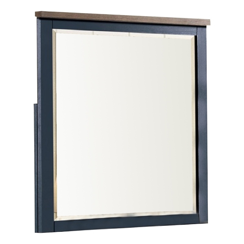 Tela 36 Inch Dresser Mirror-Blue Pinewood Frame-Dark Brown Top
